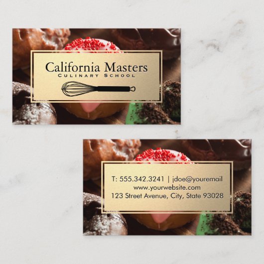 Whisk | Pasteitsdonuts | Goud Lijst Visitekaartje (Voorkant / Achterkant)