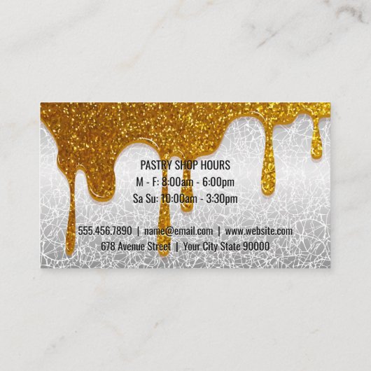 Whisk-pictogram | Gouden Glitter druppels Visitekaartje (Achterkant)