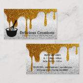 Whisk-pictogram | Gouden Glitter druppels Visitekaartje (Voorkant / Achterkant)