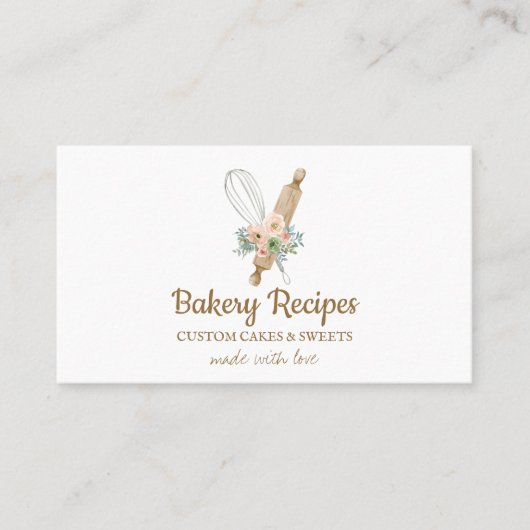 Whisk Rolling Pin Bakery Branding Visitekaartje (Voorkant)