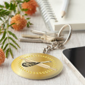 Whisk & Rolling Pin Baking Lover's Gold Laurel Sleutelhanger (Zijkant)