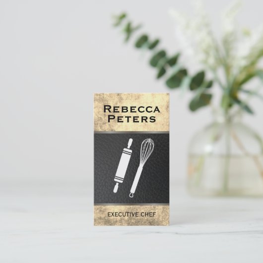 Whisk Rolling Pin Culinaire Master Lux Gold Textur Visitekaartje (Staand voorkant)