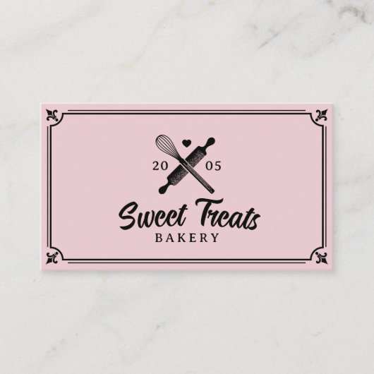 Whisk & Rolling Pin Handgemaakt met Love Bakery Pi Visitekaartje (Voorkant)