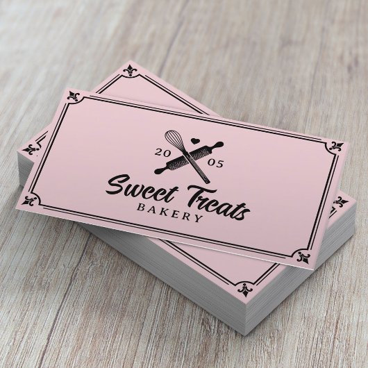 Whisk & Rolling Pin Handgemaakt met Love Bakery Pi Visitekaartje