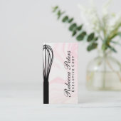 Whisk | Roze marmer achtergrond Visitekaartje (Staand voorkant)