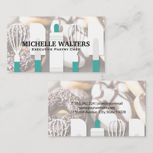 Whisk Spatula Rolling Pin | Donuts Visitekaartje (Voorkant / Achterkant)