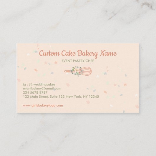 Whisk Stars Elegant Bakery Chef Visitekaartje (Achterkant)