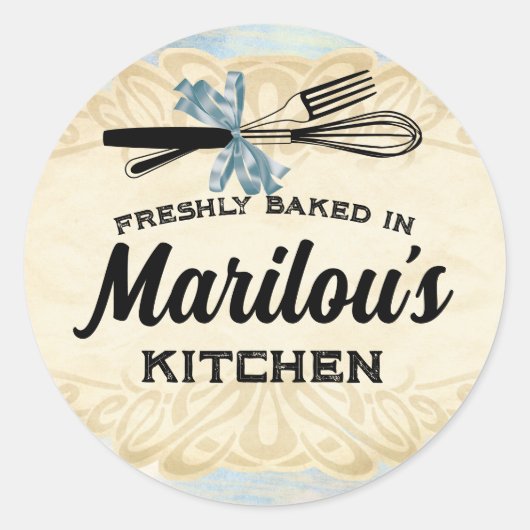  whisk uit de keuken van bakken koken ronde sticker (Voorkant)