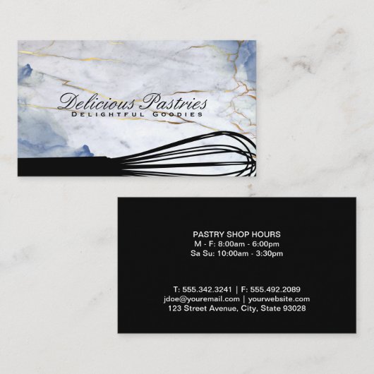 Whisk | Visitekaartje blauwe marmer (Voorkant / Achterkant)