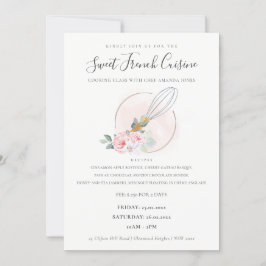 Whisk Wooden Floral Bakery Cooking Class Invite Bedankkaart