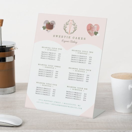 Whisk & Wreath Bakery Shop-Logo-serviceprijzen Reclamebord Met Voetstuk (Insitu)