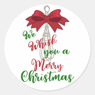 Whisk you Merry Kerstmis Ronde Sticker