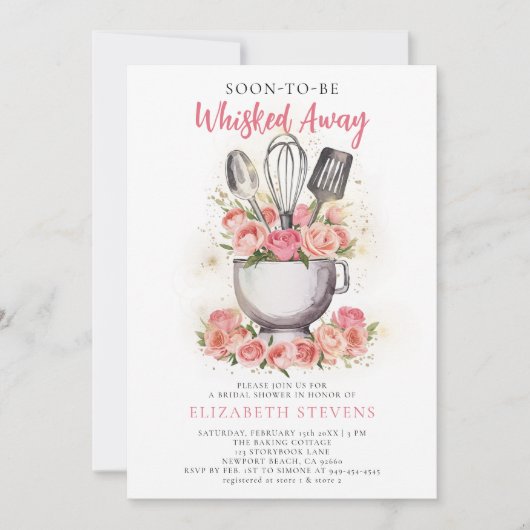 Whisked Away Baking Mixer Bowl Rozen Vrijgezellenf Kaart (Voorkant)