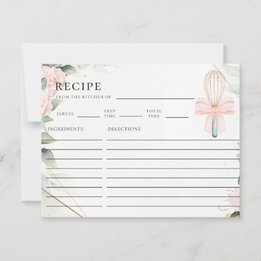 Whisked Away Roze Bloemen Vrijgezellenfeest Recept Notitiekaartje (Voorkant)