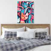 "Whisker" Abstracte Vector Cats Canvas Afdrukken (Insitu (Slaapkamer))