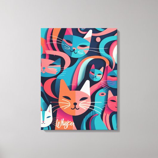 "Whisker" Abstracte Vector Cats Canvas Afdrukken (Voorkant)