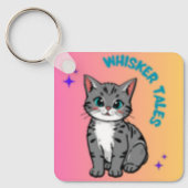 Whisker Tales Schattigee Grijze Kat Sleutelhanger (Voorkant)