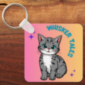 Whisker Tales Schattigee Grijze Kat Sleutelhanger (Voorkant)
