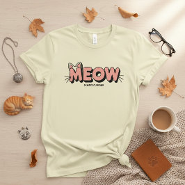 Whisker Typografie Design – MEOW Minimaal Kat T-shirt