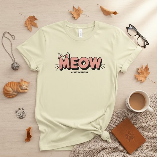 Whisker Typography Design – MEOW Minimal Cat T-shirt