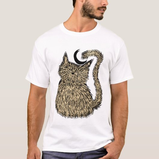 Whisker Whimsy: De pluizige nachtkat T-shirt (Voorkant)