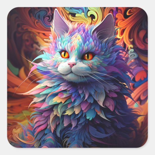 Whisker Wonder Vierkante Sticker (Voorkant)