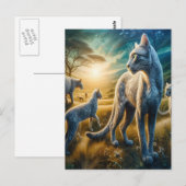 Whisker Wonderland: Feline familie Frolic Briefkaart (Voorkant / Achterkant)