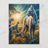 Whisker Wonderland: Feline familie Frolic Briefkaart (Voorkant)