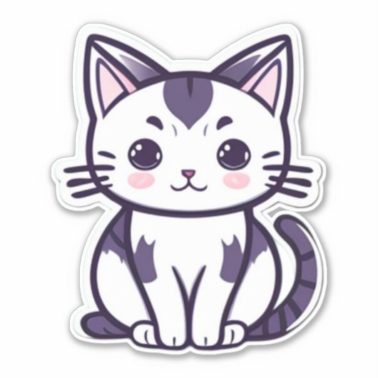"Whisker Wonderland: Schattige kattenkarakter ontw Sticker (Voorkant)