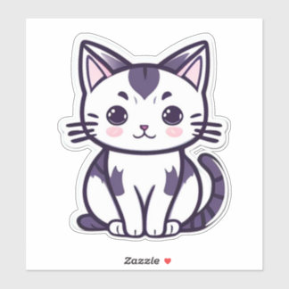 "Whisker Wonderland: Schattige kattenkarakter ontw Sticker
