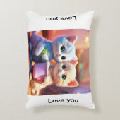 "Whiskered Bliss: Schattige Baby Cat Koppel Kussen (Voorkant(Verticaal))