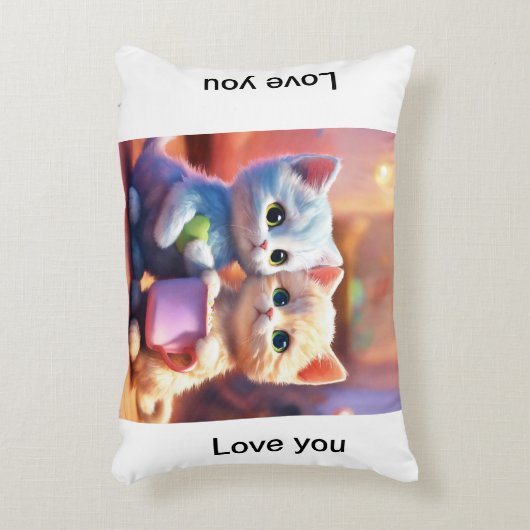 "Whiskered Bliss: Schattige Baby Cat Koppel Kussen (Voorkant(Verticaal))