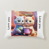 "Whiskered Bliss: Schattige Baby Cat Koppel Kussen (Achterkant)