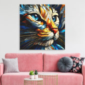 Whiskered Elegance - AI-gegenereerde kat Canvas Afdruk (Insitu (Woonkamer))