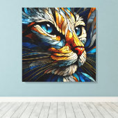 Whiskered Elegance - AI-gegenereerde kat Canvas Afdruk (Insitu (Houten vloer))