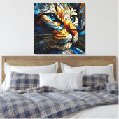 Whiskered Elegance - AI-gegenereerde kat Canvas Afdruk (Insitu (Slaapkamer))