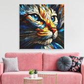 Whiskered Elegance - AI-gegenereerde kat Canvas Afdruk (Insitu (Woonkamer))