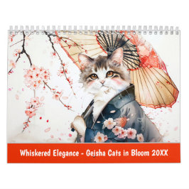 Whiskered Elegance – Geisha Cats in Bloom Kalender