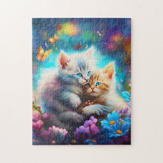 Whiskered Embrace: Kittens met vlinders Legpuzzel (Verticaal)