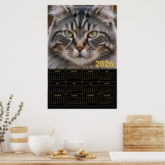 Whiskered Gaze: 2026 Tabby Calendar Poster (Keuken)