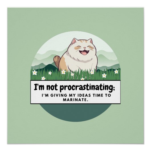 Whiskered Muse: Gekke Fat Cat inspireert schrijver Perfect Poster (Voorkant)