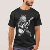 Whiskered Rockstar Cat Shredding the Strings T-shirt (Voorkant)