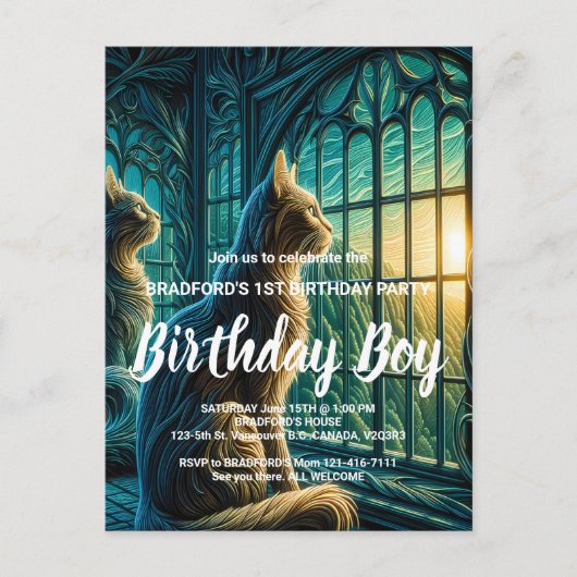 Whiskered Watchers bij het raam Briefkaart (Voorkant)