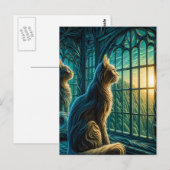 Whiskered Watchers bij het raam Briefkaart (Voorkant / Achterkant)