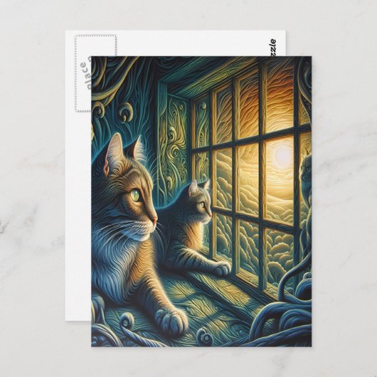 Whiskered Watchers Briefkaart (Voorkant / Achterkant)