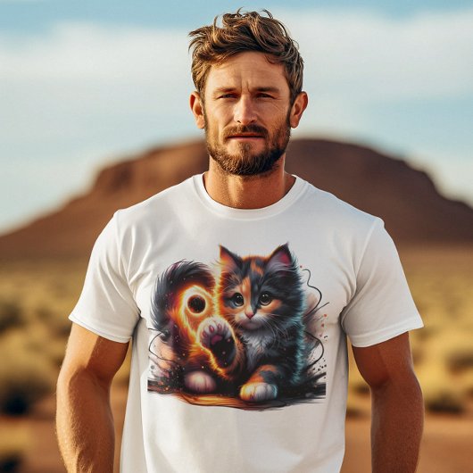 Whiskered Whimsy: Kitten en Paw Play T-shirt