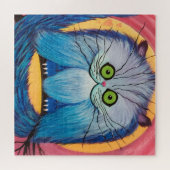 Whiskered Wonder – Bright Blue Fantasy Cat Legpuzzel (Horizontaal)