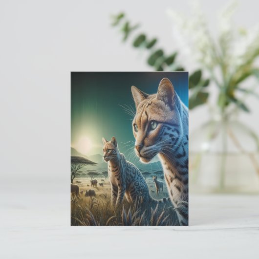 Whiskered Wonder: Feline Frolics in Sunlit Meadow Briefkaart (Staand voorkant)