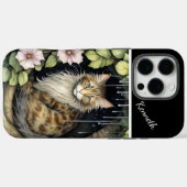 Whiskered Wonder in de regen Case-Mate iPhone Case (Achterkant (horizontaal))
