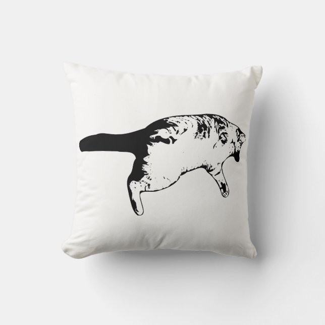 Whiskered Wonder in Ink Texture Kussen (Voorkant)